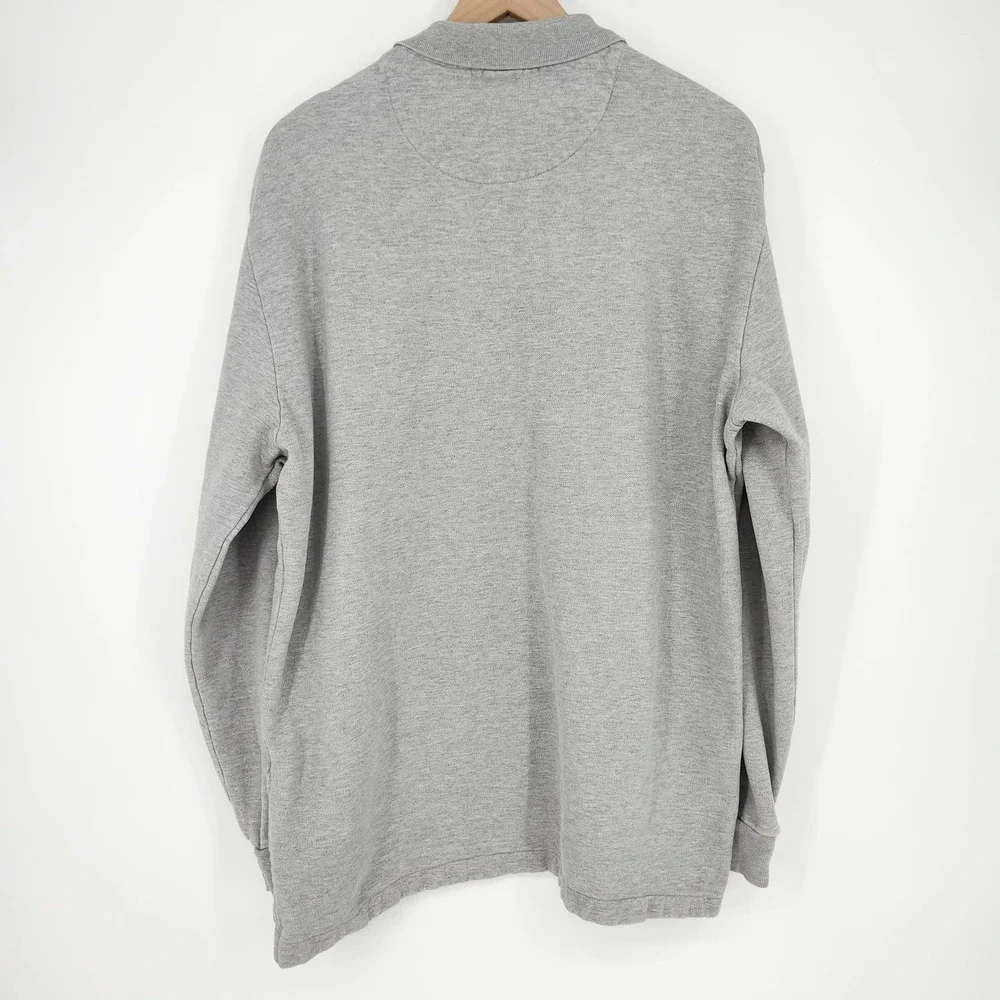 Polo Ralph Lauren Mens Long‎ Sleeve Polo Shirt Size XL Light Gray Classic Preppy